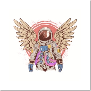 Colorful Astronaut with Wings Posters and Art